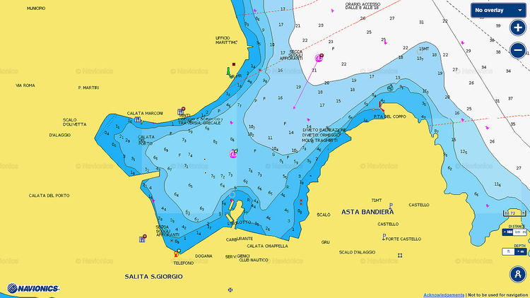 To open Navionics chart of yacht mooring in Portofino Bay