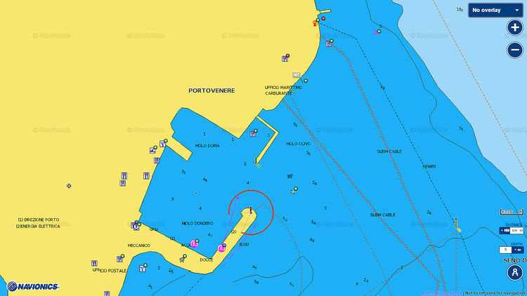 To open Navionics chart of yacht mooring in Portovenere