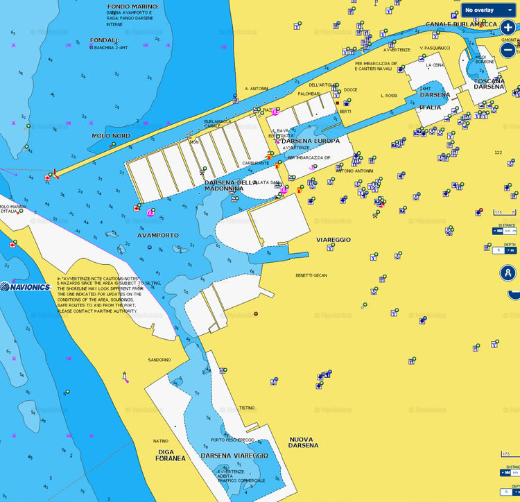 To open Navionics chart of Viareggio Yacht Marina