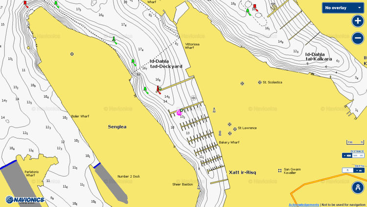 To open Navionics chart  of yacht mooring at Grand Harbour Marina