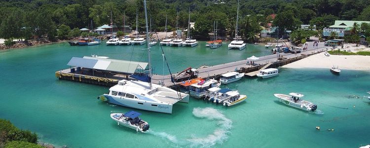 Yacht anchorages in the port of La Digue Island