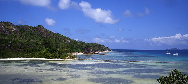 Yacht anchorage at Lorai Bay of Curieuse Island