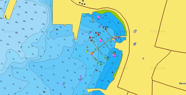 To open the Navionics chart of the Mindelo yacht marina on San Vicente Island. Cape Verde.