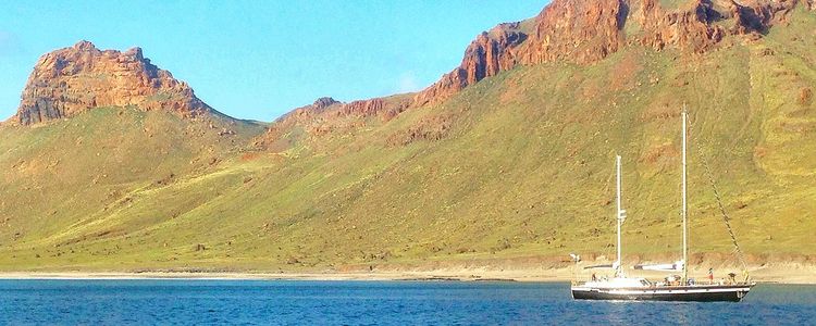 Yacht anchorage off north-west coast of Santa Luzia Island