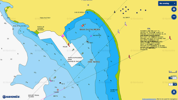 To open Navionics chart of yacht moorings in Palmeira Bay, Sal Island