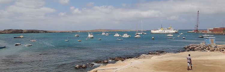 Yachts in the Sal Rey harbor. The island of Boa Vishta. Cape Verde.