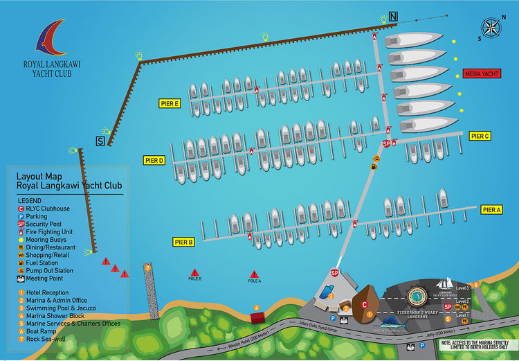 План Марины Королевского Яхт Клуба Лангкави. Малайзия 