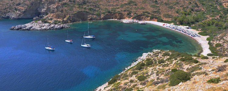 Yacht anchorage in St. Nikolaos Bay