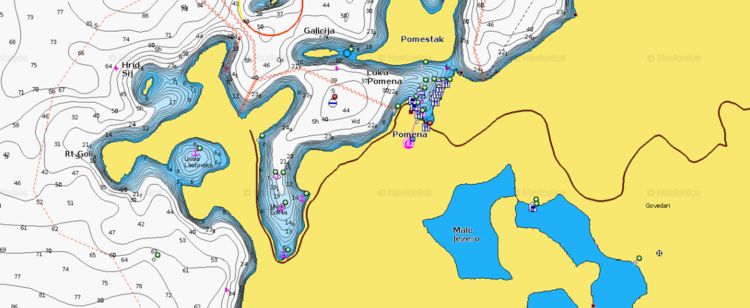 Yacht moorings in Pomena Bay