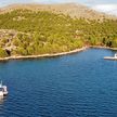 Yacht mooring at the buoys in Tomasevac Bay