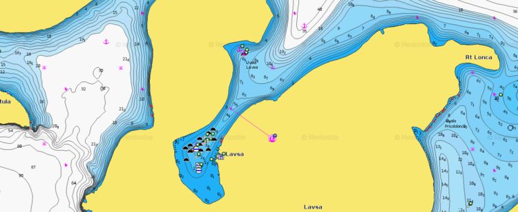 Yacht moorings at Lavsa Island