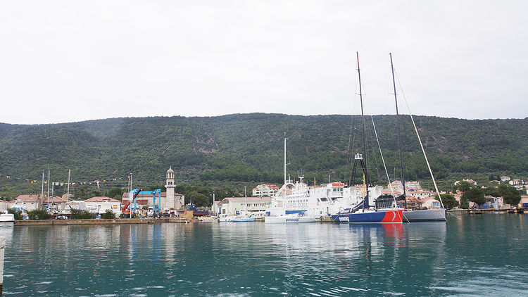 Yachts at Brodogradiliste Cres shipyard in Cres harbor