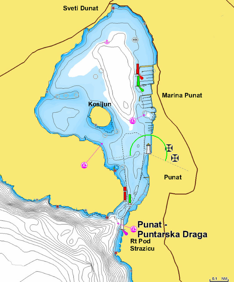 To open Navionics chart of yacht moorings in Puntarska Draga Bay on Krk Island