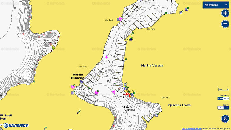 To open Navionics chart of yacht  Marina Veruda