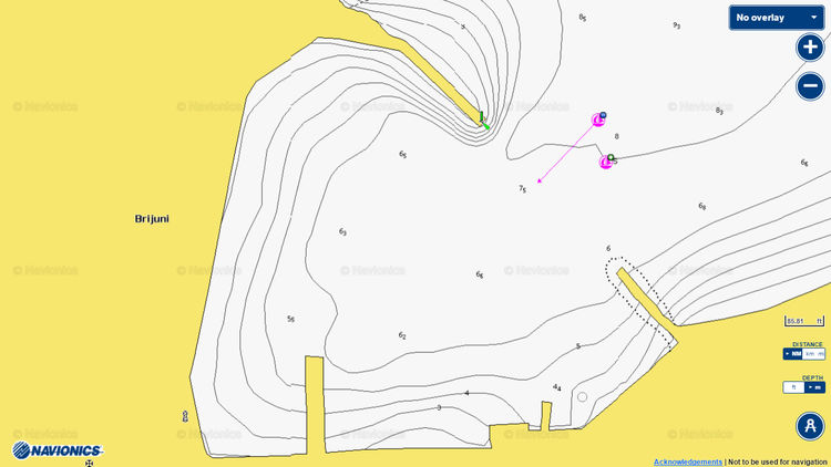 Открыть карту Navionics стоянок яхт в марине на Большом Бриони