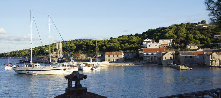 Yachts at the pier in Vrgada Bay