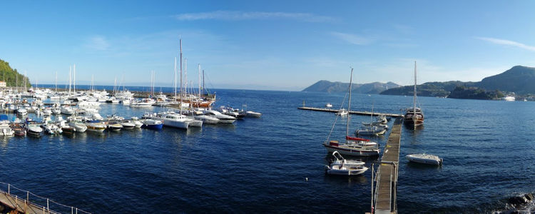 Yacht mooring at Pignataro Marina on Lipari