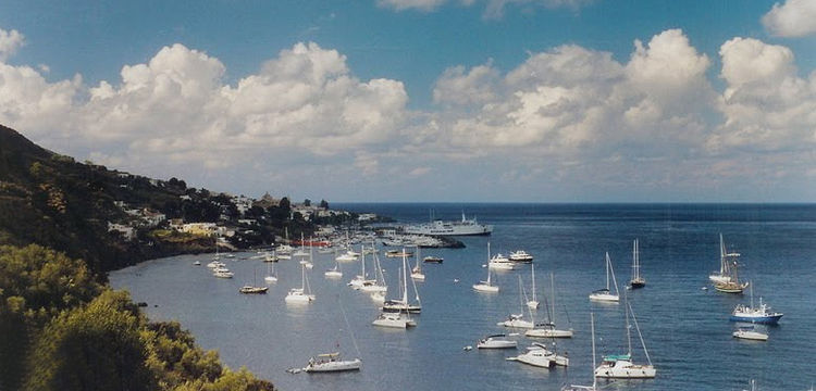 Yachts on the outer roadstead of Santa Marina Salina