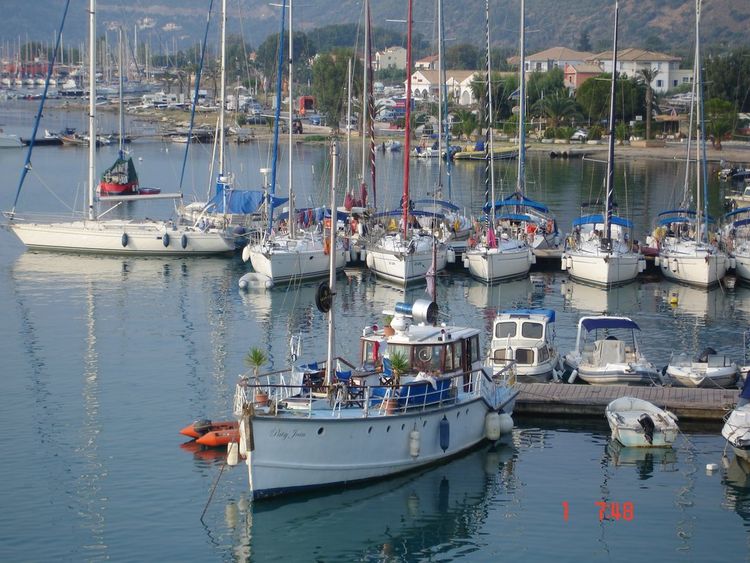 Yachts at the pontoons in Nidri Bay