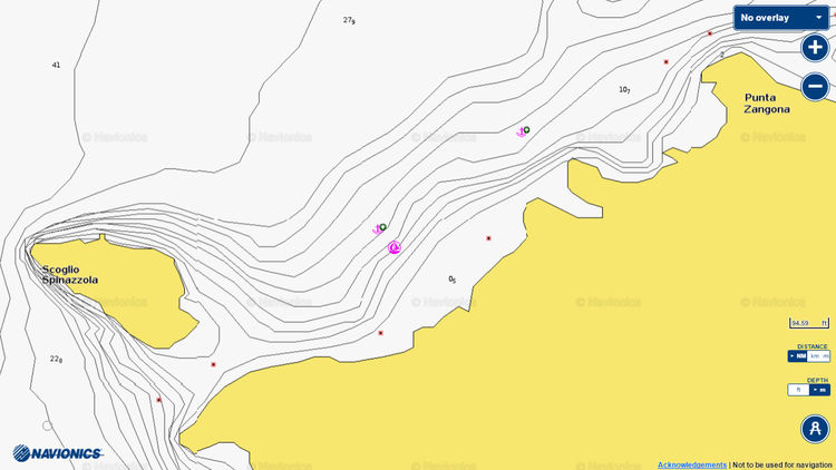 Map of anchorages off Basiluzzo Island