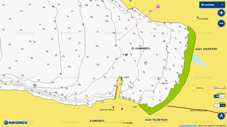 To open Navionics chart of yacht moorings in Kamares Bay, Sifnos Island