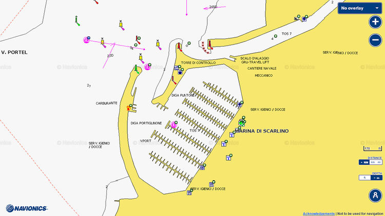 To open Navionics chart of yacht moorings in Marina di Scarlino