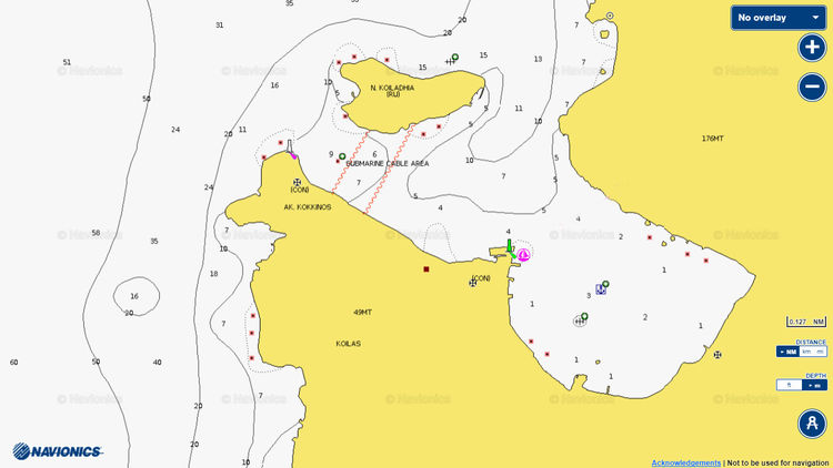 To open Navionics chart of yacht moorings in Kilada Bay