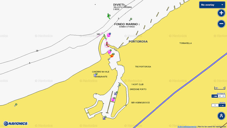 To open Navionics chart of Portorosa Yacht Marina