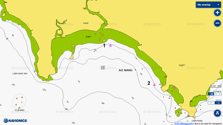 To open Navionics chart of the yacht anchorage of Nang Bay.