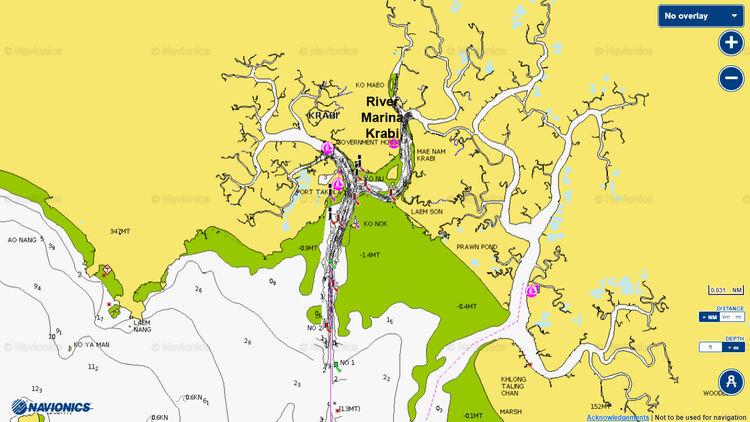 To open Navionics chart of the approaches to Krabi River Yacht Marina (Port Takola)