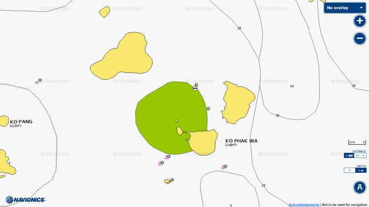 To open Navionics map of the yacht anchorage at Koh Pak Bia