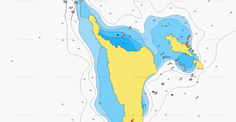 To open Navionics chart of yacht anchorages near Miang Island. Sea of Andaman. Thailand