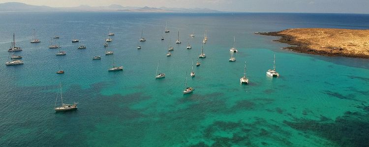 Yacht anchorage of the south coast of the island of Graciosa