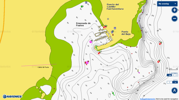 To open Navionics chart of yacht marina Castillo in Caleta de Fuste. Fuerteventura. Canary Islands.