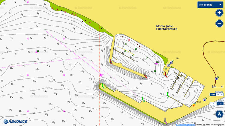 To open the Navionics chart of yacht moorings in the port of Morro Jable, Fuerteventura. Canary Islands.