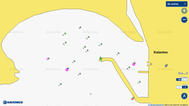 To open Navionics chart of yacht mooring at Kalantos Fishport on the south of Naxos Island. Cyclades. Greece