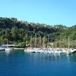 Yacht moorings in the port of Spilia