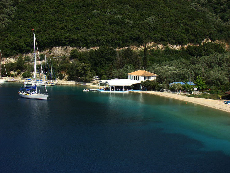 Yacht moorings in the port of Spilia