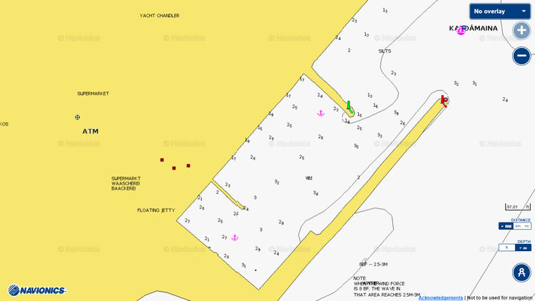 To open Navionics chart of yacht mooring sites at Kardamaina Fishport on Kos.