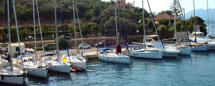 Yacht Marina Odyseas in Port Vathi of Meganisi Island. Ionian Islands. Greece.