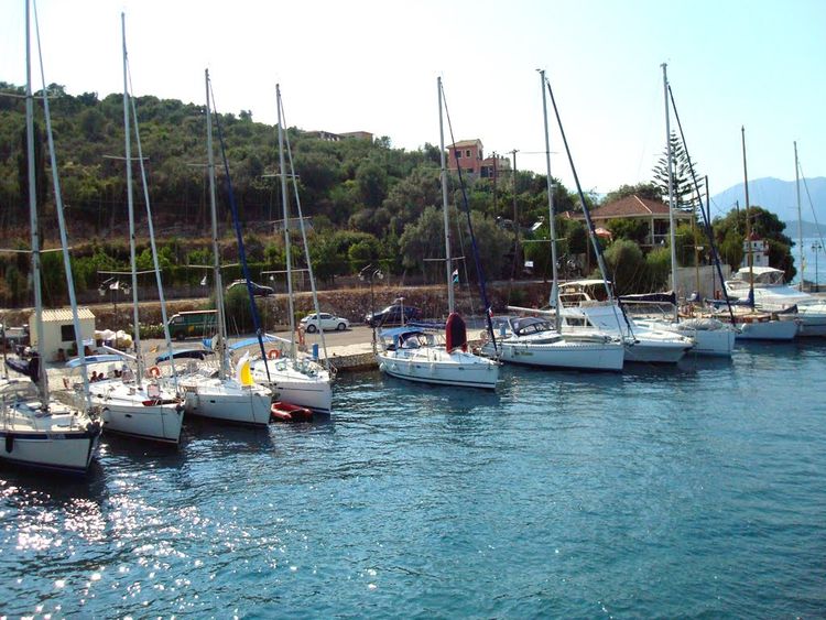 Yacht Marina Odyseas in Port Vathi of Meganisi Island. Ionian Islands. Greece.