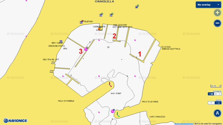 Map of Chiaiolella Marina in the south of Procida Island. Phlegraean Islands. Italy