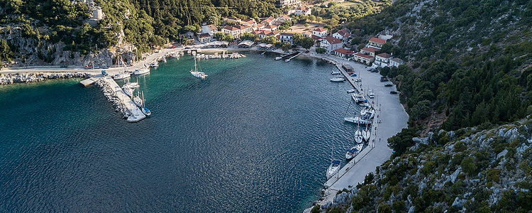 Yacht moorings in the port of Frikes