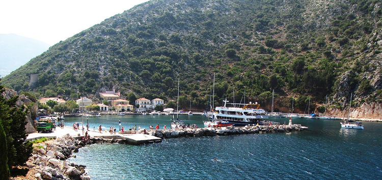 Yacht moorings in the port of Frikes