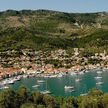 Yacht moorings in the port of Vathi