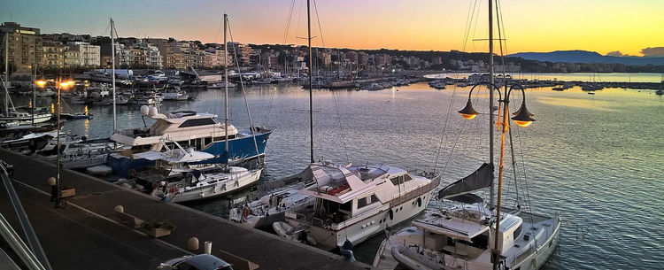 Yachts in Anzio fishport