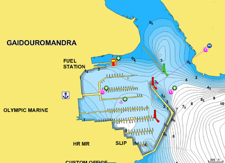 To open the Navionic chart of the Olympic yacht marina. Lavrio. Greece 