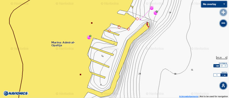 To open Navionics chart of yacht Marina Admiral