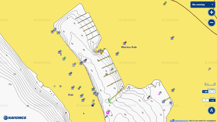 To open Navionics chart of yacht mooring in ACI Marina Rab