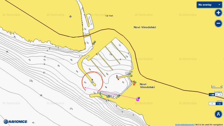To open Navionics chart of Yacht marina Novi